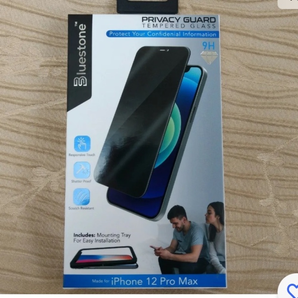 💜 Bluestone PRIVACY GUARD Glass Screen Protector iPhone 12 PRO MAX.